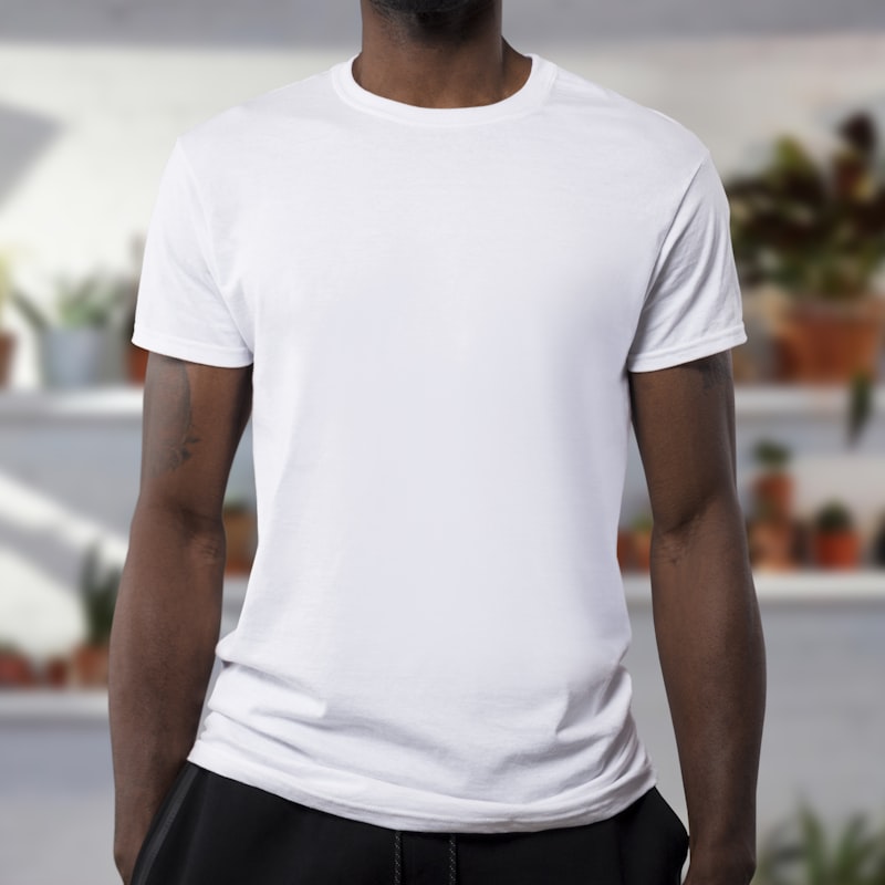 White short-sleeve crewneck t-shirt on a neutral background.